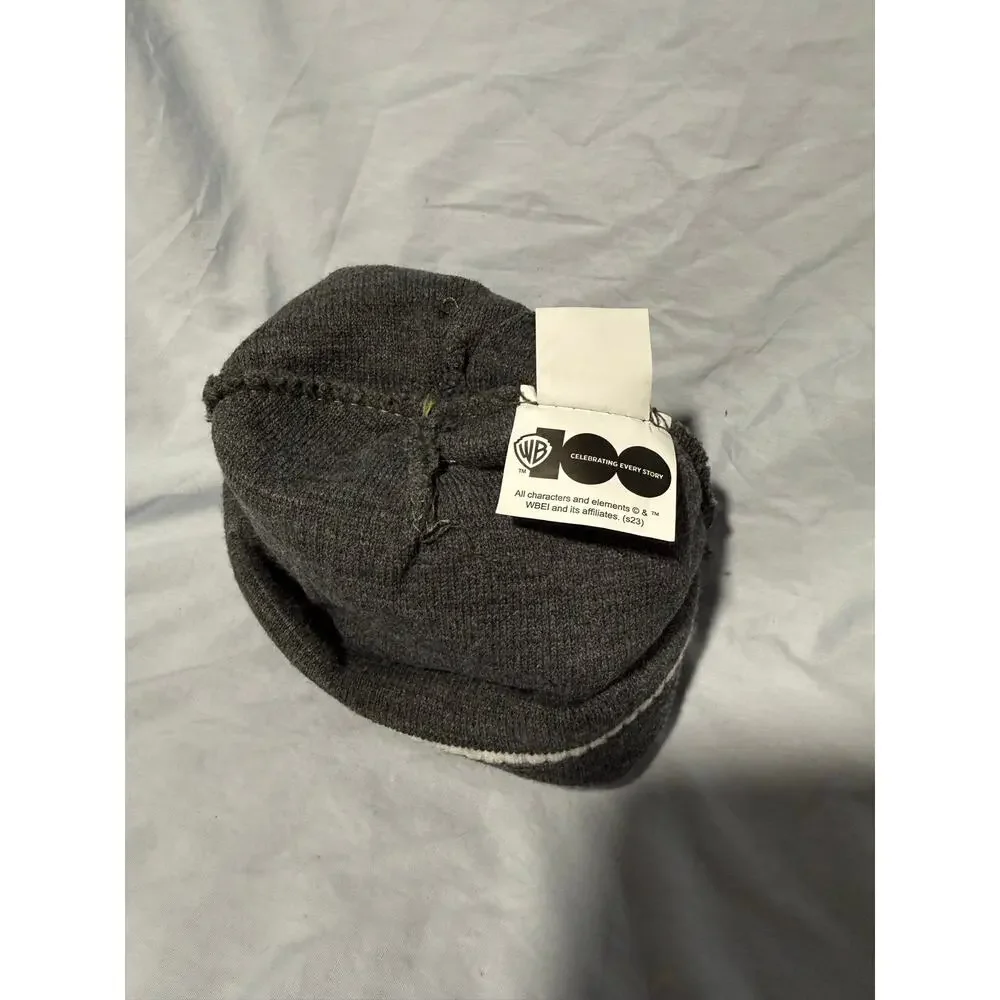 Batman Youth Beanie Pom Pom Hat Gray Yellow Warner Bros 100th Anniversary 2023